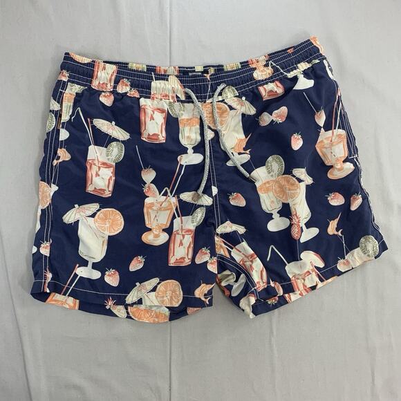 Vilebrequin Blue Mens Swim Shorts Trunks with Cocktail Pattern Size XL - Picture 1 of 13